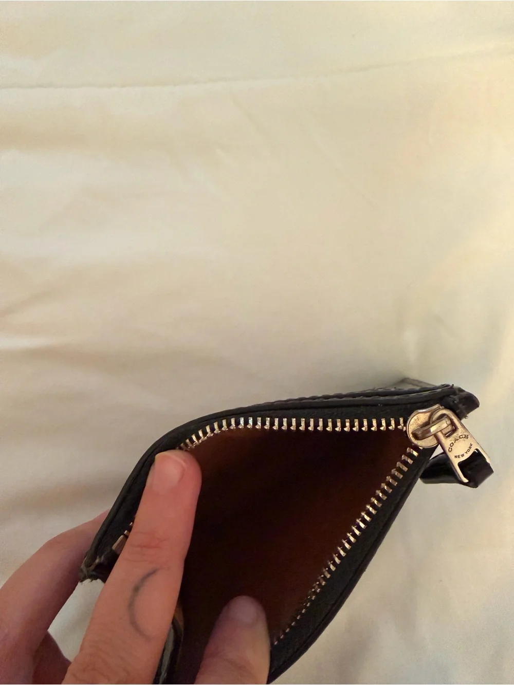Coach Black Patent Leather Card Case with Ring